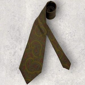 ALTEA Mustard/Green/Red Paisley Silk LUXURY Tie ITALY